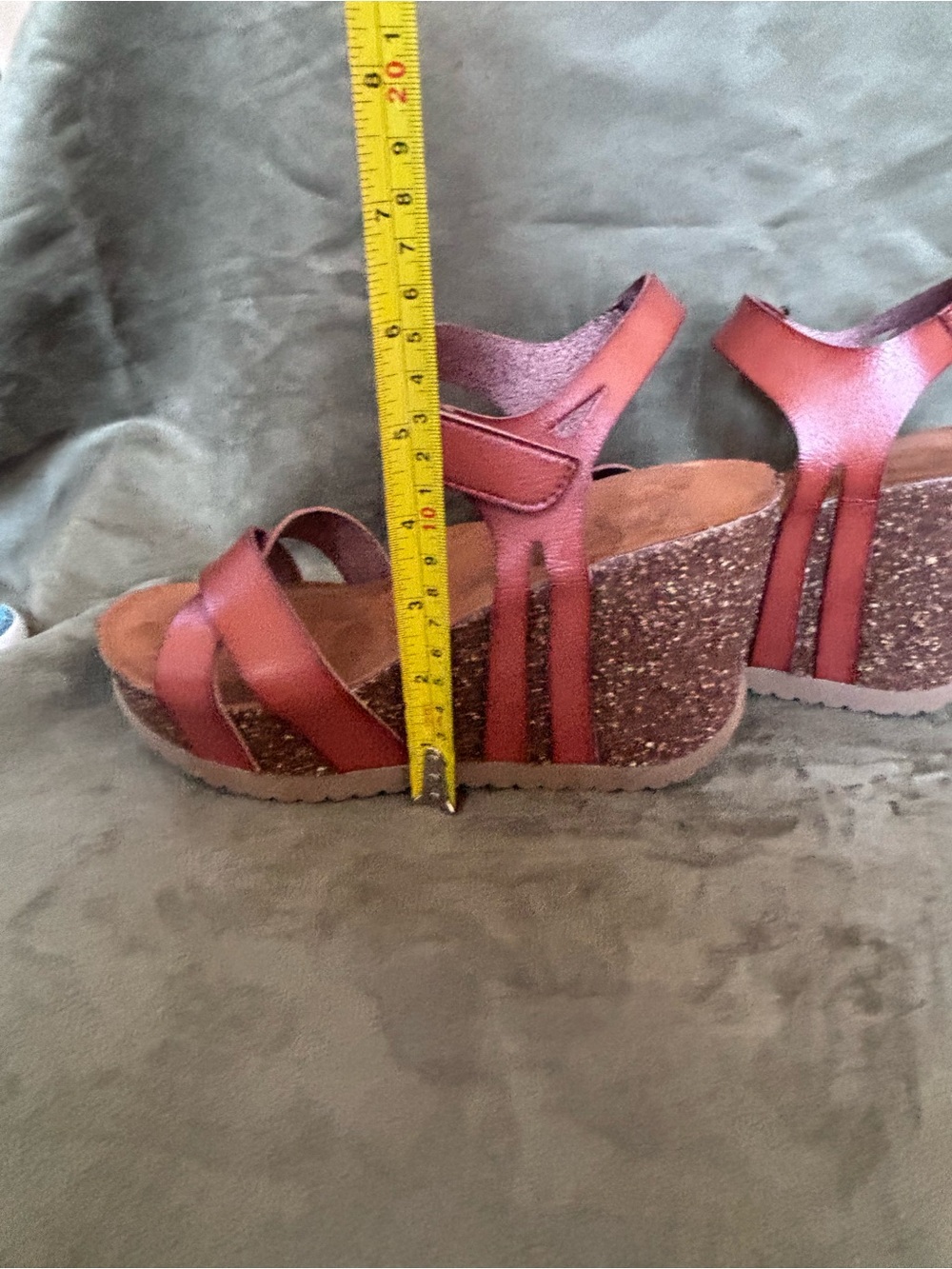 BJORNDAL Cognac Leather Strappy Cork Wedge Sandals Adjustable Ankle Straps SZ 7 - Picture 16 of 16